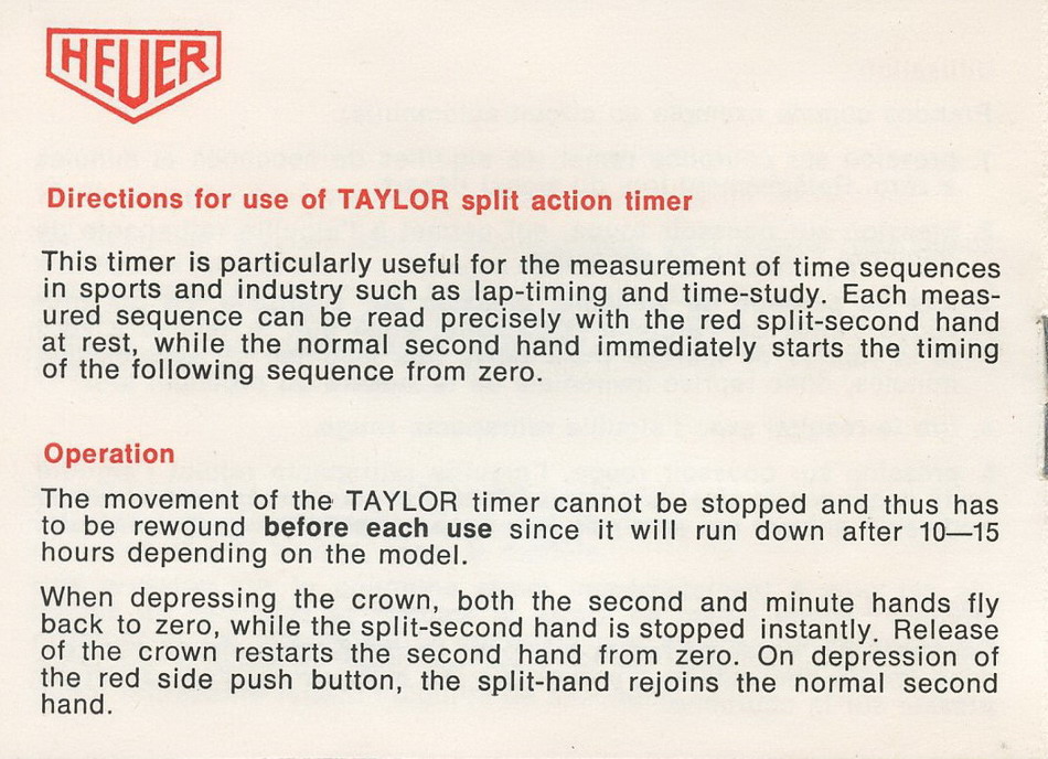 Instructions for Using Taylor Split-Second Stopwatch
