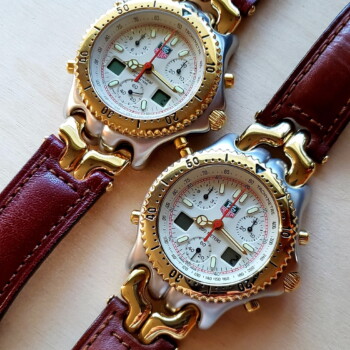 Side-by-side cream dials -- Final revision CG1123 (Left) and Original S25.706C (Right)